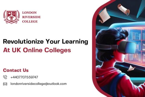 A student attending an online class on a laptop, symbolizing the innovation of UK online colleges. Online college london riversode college